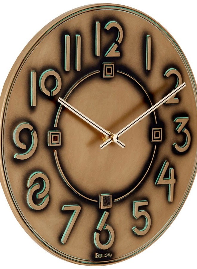 Bulova C3333 Frank Lloyd Wright Exhibition Wall Clock, Antique Bronze Metallic Finish - Image 1