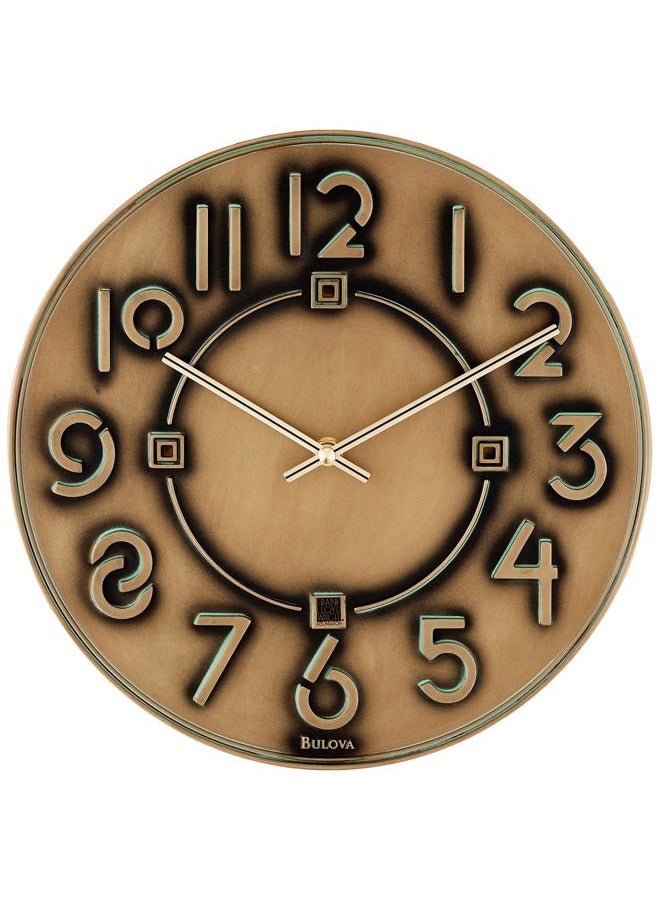 Bulova C3333 Frank Lloyd Wright Exhibition Wall Clock, Antique Bronze Metallic Finish - Image 2