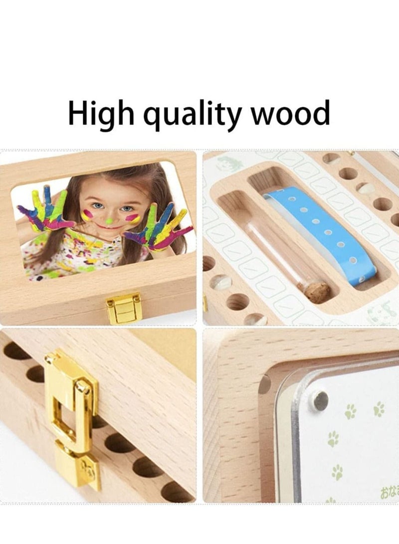 Excefore Tooth Box, Personality Wooden Kids Keepsake Organizer for Baby Teeth and Hair Photo, Shower & Birthday Gift, Storage Memory - Image 2