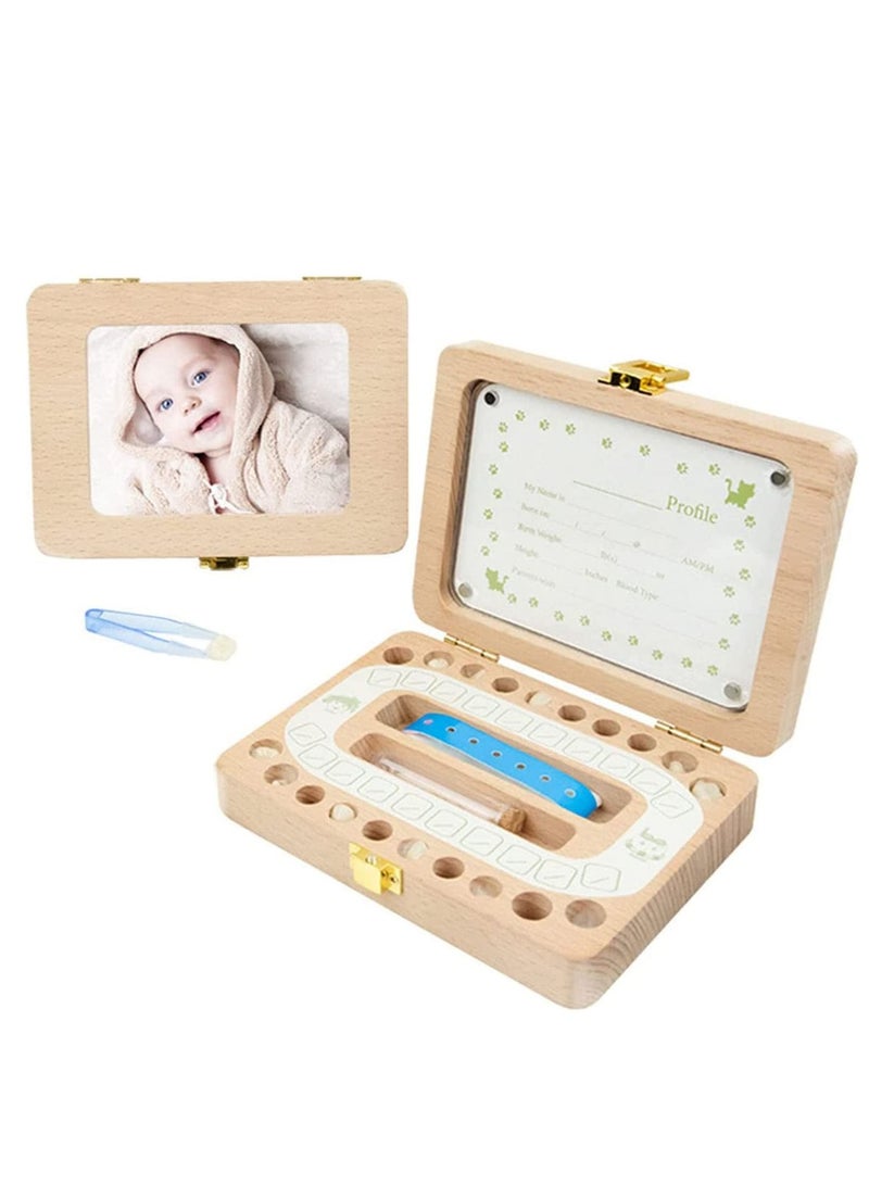 Excefore Tooth Box, Personality Wooden Kids Keepsake Organizer for Baby Teeth and Hair Photo, Shower & Birthday Gift, Storage Memory - Image 1