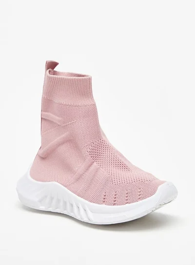 shoexpress Girls Solid Slip-On High Top Sneakers with Pull Tabs
