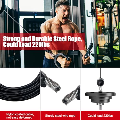 Anglekai Fitness Pulley Cable 196 Inch, Adjustable Home Gym Cable Pulley System Replacement Fitness Cable for Pulley Machine Accessories, Thick 5mm Heavy Duty Pulley Cable for Home Gym - Image 3