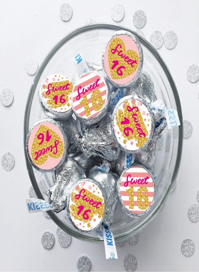 Mr.Mug Sweet 16 Kisses Stickers, 16th Birthday Party Round Candy Sticker Favors, Pink Sweet 16th Birthday or Anniversary, Happy 16th Birthday Decorations, 180 Count - Image 5