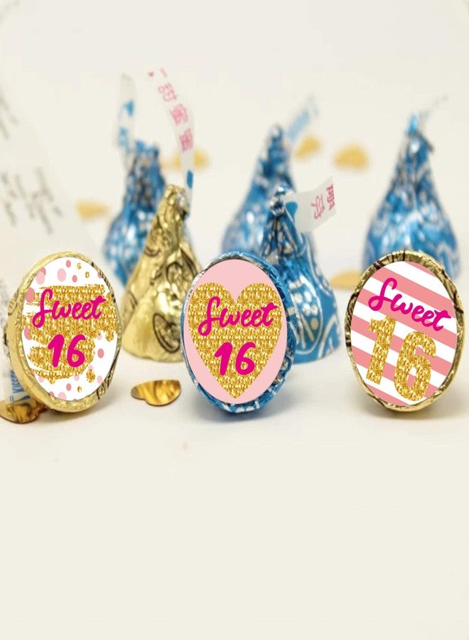 Mr.Mug Sweet 16 Kisses Stickers, 16th Birthday Party Round Candy Sticker Favors, Pink Sweet 16th Birthday or Anniversary, Happy 16th Birthday Decorations, 180 Count - Image 2