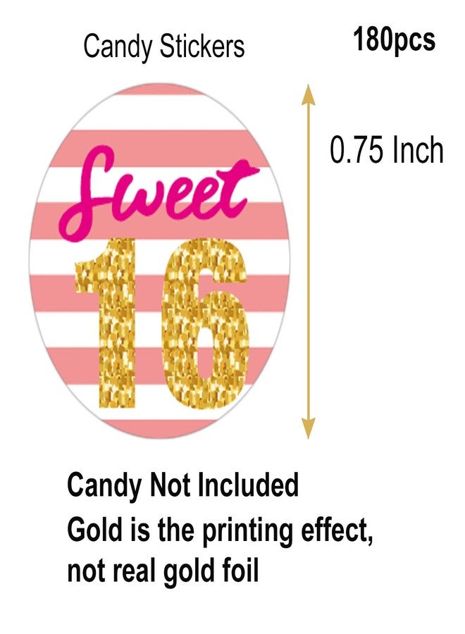 Mr.Mug Sweet 16 Kisses Stickers, 16th Birthday Party Round Candy Sticker Favors, Pink Sweet 16th Birthday or Anniversary, Happy 16th Birthday Decorations, 180 Count - Image 3