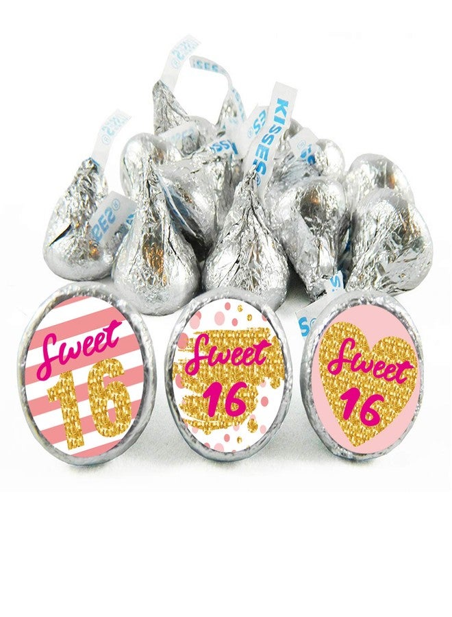 Mr.Mug Sweet 16 Kisses Stickers, 16th Birthday Party Round Candy Sticker Favors, Pink Sweet 16th Birthday or Anniversary, Happy 16th Birthday Decorations, 180 Count - Image 4