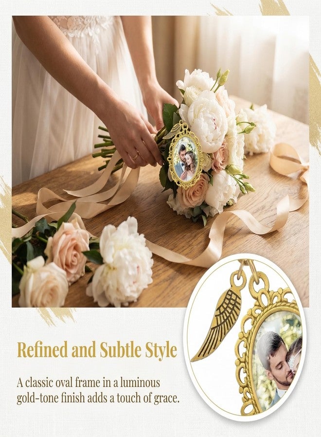KGCGJVB Wedding Bouquet Photo Charms Memorial Boutonniere Charm Pin Custom Picture Accessories for Bride Grooms Memory Pins for Passed Loved Ones Graduation Bridal Wedding Decoration(Gold) - Image 3