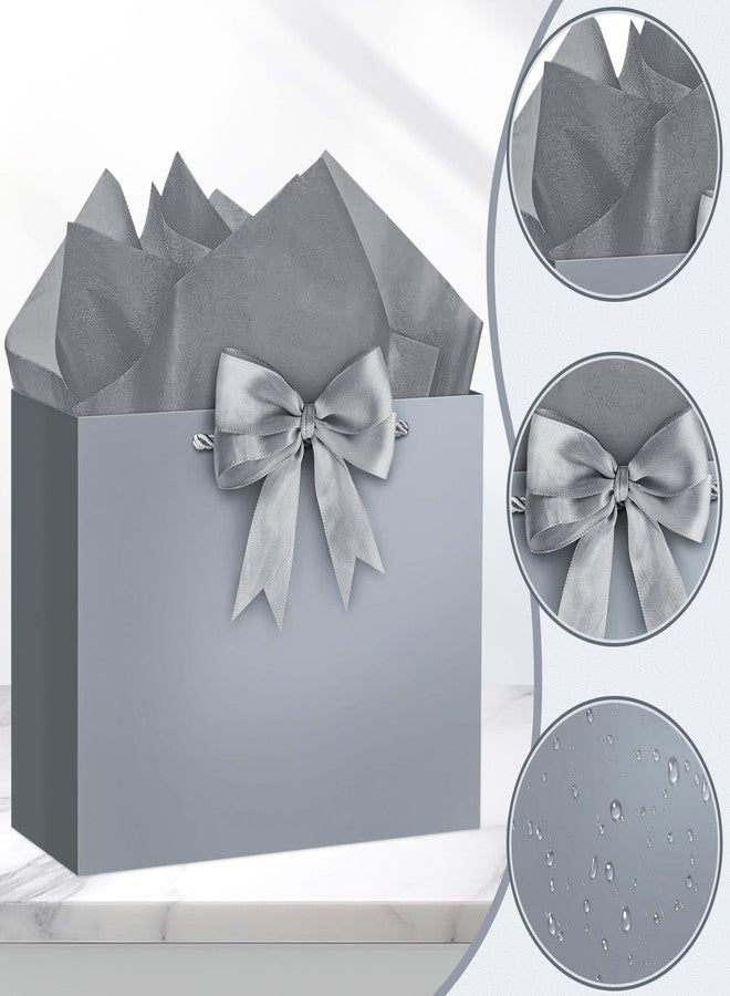 Adecortalk Gray Gift Bags with Handles, Shopping Bag Paper Craft Gift Bag Present Bags for Birthday Business Wedding Party Gift Wrap - Image 3