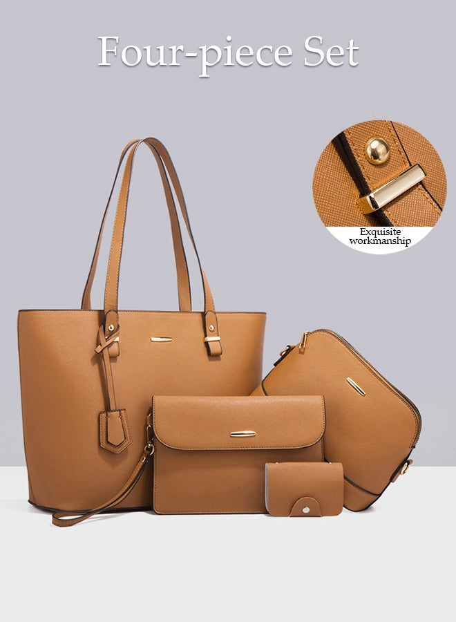 DUNISO 4pcs Women's Fashion Shoulder Tote Bag Faux Leather Handbag Crossbody bag Purse Set Large Capacity Tote Bag Fashionable Travel Messenger Shoulder Bag For Ladies - Image 5