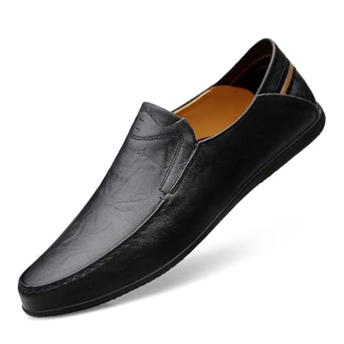 LUODENGLANG Loafer Premium Genuine Leather Men's Casual Shoes Slip On Mens Driving Penny Loafers for Men Lightweight Breathable Black 10.5 M45 - Image 1