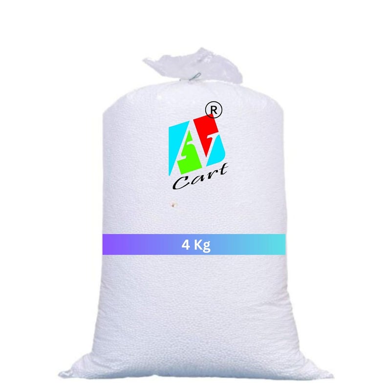 AV CART AV CART High Density Super White Pack for Bean Bag Filler Refiller Beans for Bean Bag Filling Bean Bag Filler Bean Bag Refill Bean Balls for Bean Bag Chair 4 Kg Bean Filler