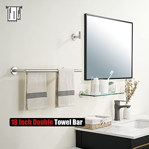 JQK Double Bath Towel Bar, 20.5 Inch 304 Stainless Steel Thicken 0.8mm Towel Rack Bathroom, Towel Holder Brushed Finished Wall Mount, Useable Length 18 Inch, TB100L18-BN - Image 5
