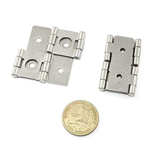 Pro Bamboo Kitchen 4pcs Screen Hinge 360 Degree Rotation Iron Hinge 46x43mm Furniture Folding Double Acting Hinges with Mounting Screws White Nickel - Image 3