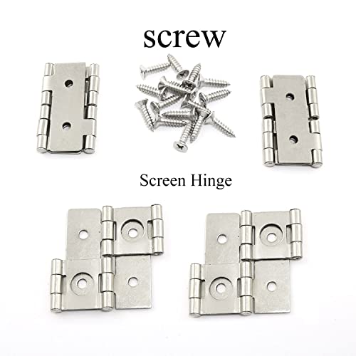 Pro Bamboo Kitchen 4pcs Screen Hinge 360 Degree Rotation Iron Hinge 46x43mm Furniture Folding Double Acting Hinges with Mounting Screws White Nickel - Image 5
