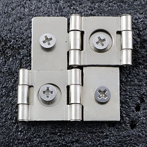 Pro Bamboo Kitchen 4pcs Screen Hinge 360 Degree Rotation Iron Hinge 46x43mm Furniture Folding Double Acting Hinges with Mounting Screws White Nickel - Image 4