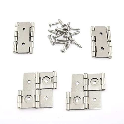 Pro Bamboo Kitchen 4pcs Screen Hinge 360 Degree Rotation Iron Hinge 46x43mm Furniture Folding Double Acting Hinges with Mounting Screws White Nickel - Image 1