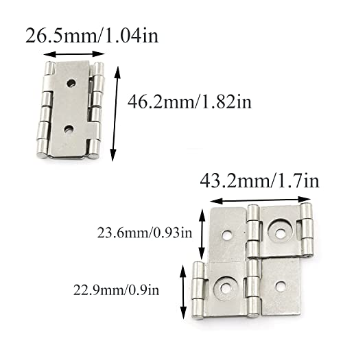 Pro Bamboo Kitchen 4pcs Screen Hinge 360 Degree Rotation Iron Hinge 46x43mm Furniture Folding Double Acting Hinges with Mounting Screws White Nickel - Image 2