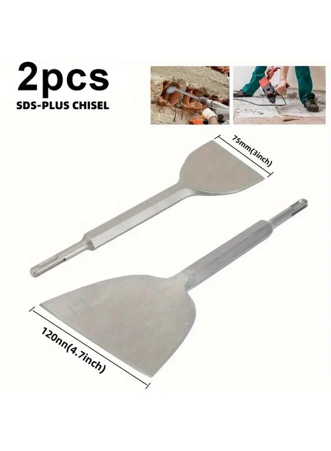 2Pcs Large Chisels Set Round Handle Ultra Thin for Cement Tiles Putty Work - Image 2