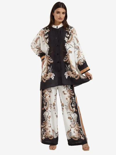 HICCUP Flowering Tippet Collar High Waist Two-Piece Set