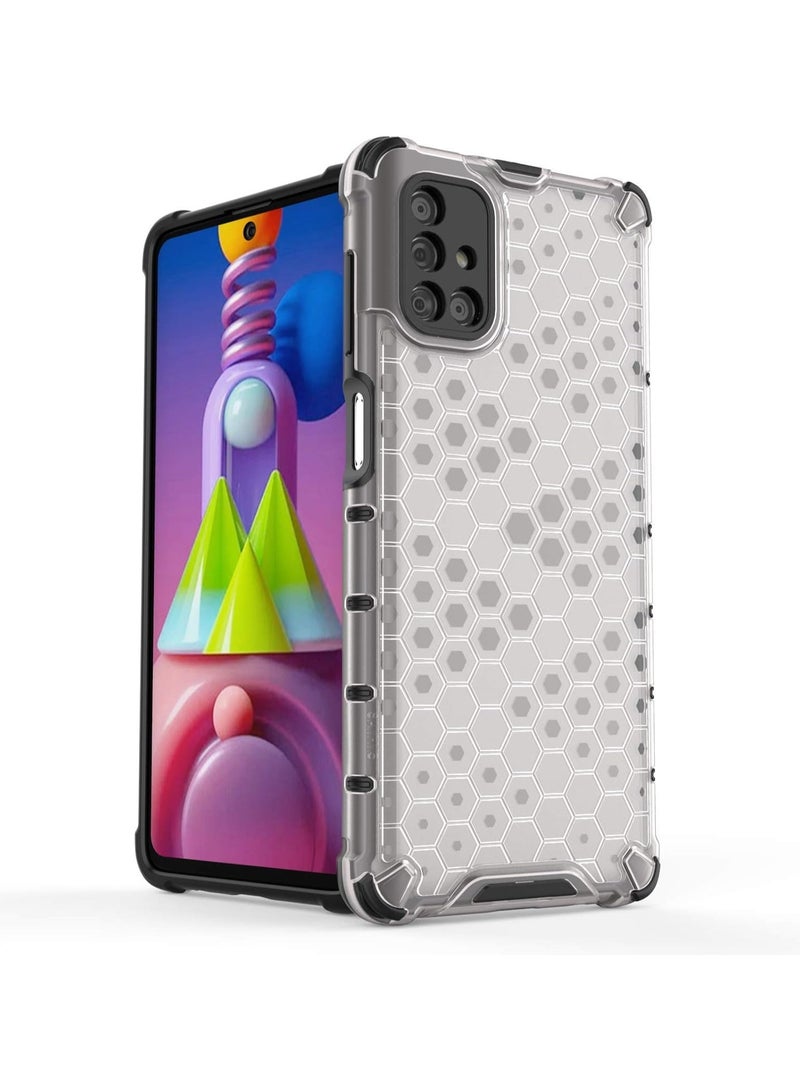 Case Cover Honeycomb Case Shockproof Camera Protection Cover Compatible with  Samsung galaxy m51 (White Clear) - Image 1