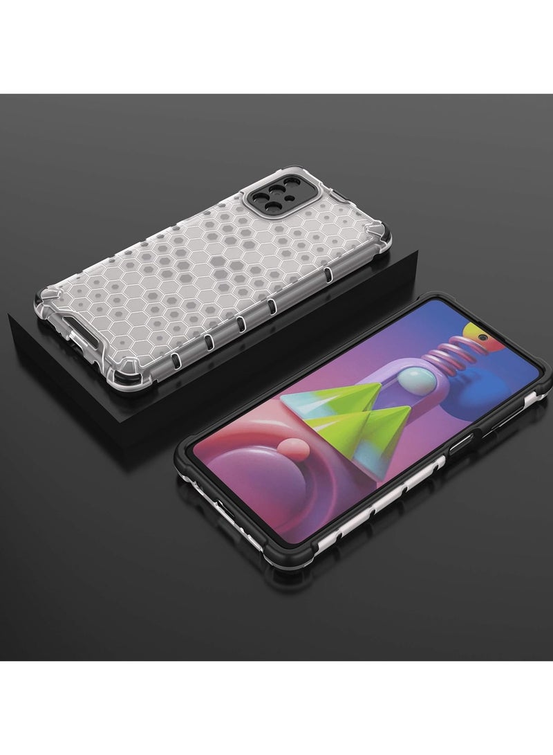 Case Cover Honeycomb Case Shockproof Camera Protection Cover Compatible with  Samsung galaxy m51 (White Clear) - Image 2