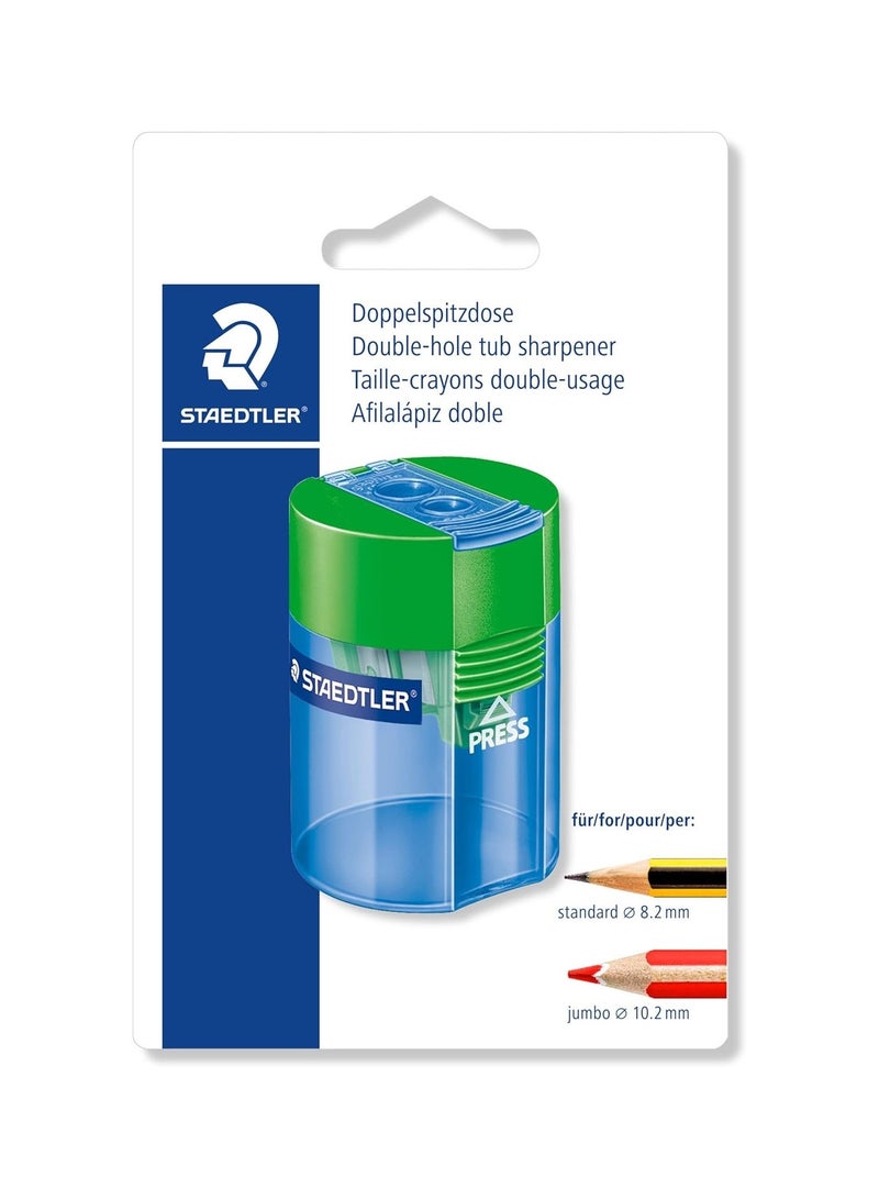 STAEDTLER مبراة أنبوب مزدوجة الثقب قطعة واحدة بألوان متنوعة - Image 1