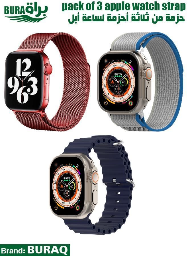 BURAQ Apple Watch Band Strap For Apple Watch Ultra 2/Ultra 49mm, Series 10 46mm, 9/8/7 45mm, SE2/SE/6/5/4 44mm, 3/2/1 42mm