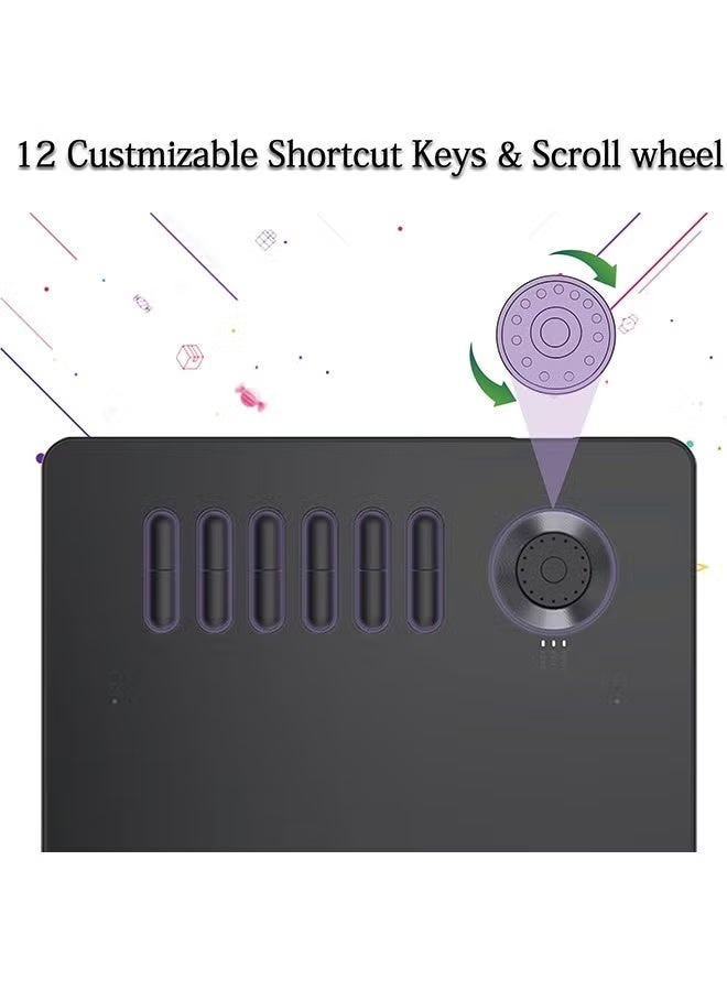 فايك تابلة الرسم الرقمية VEIKK A15 Pro: مساحة نشطة كبيرة مع قلم رسم رقمي بدون بطارية و12 مفتاح اختصار للطلاب والمصممين والمعلمين (رمادي) - Image 4