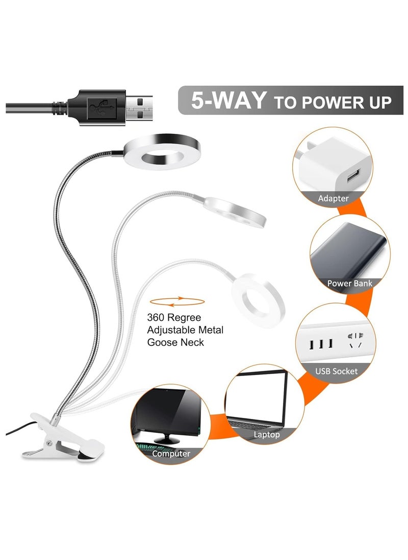 KASTWAVE - Desklamp, Clip on Reading Lights, USB Desk Lamp with 3 Color Modes and 10 Brightness, Eye Protection Clamp Light, 360° Flexible Gooseneck Clamp Lamp for Desk Headboard and Reading/Bed Light - Image 1