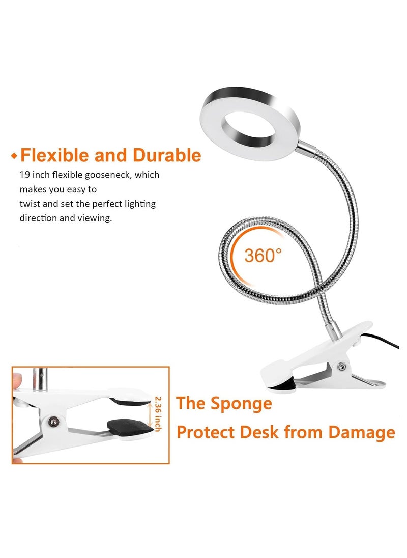 KASTWAVE - Desklamp, Clip on Reading Lights, USB Desk Lamp with 3 Color Modes and 10 Brightness, Eye Protection Clamp Light, 360° Flexible Gooseneck Clamp Lamp for Desk Headboard and Reading/Bed Light - Image 1