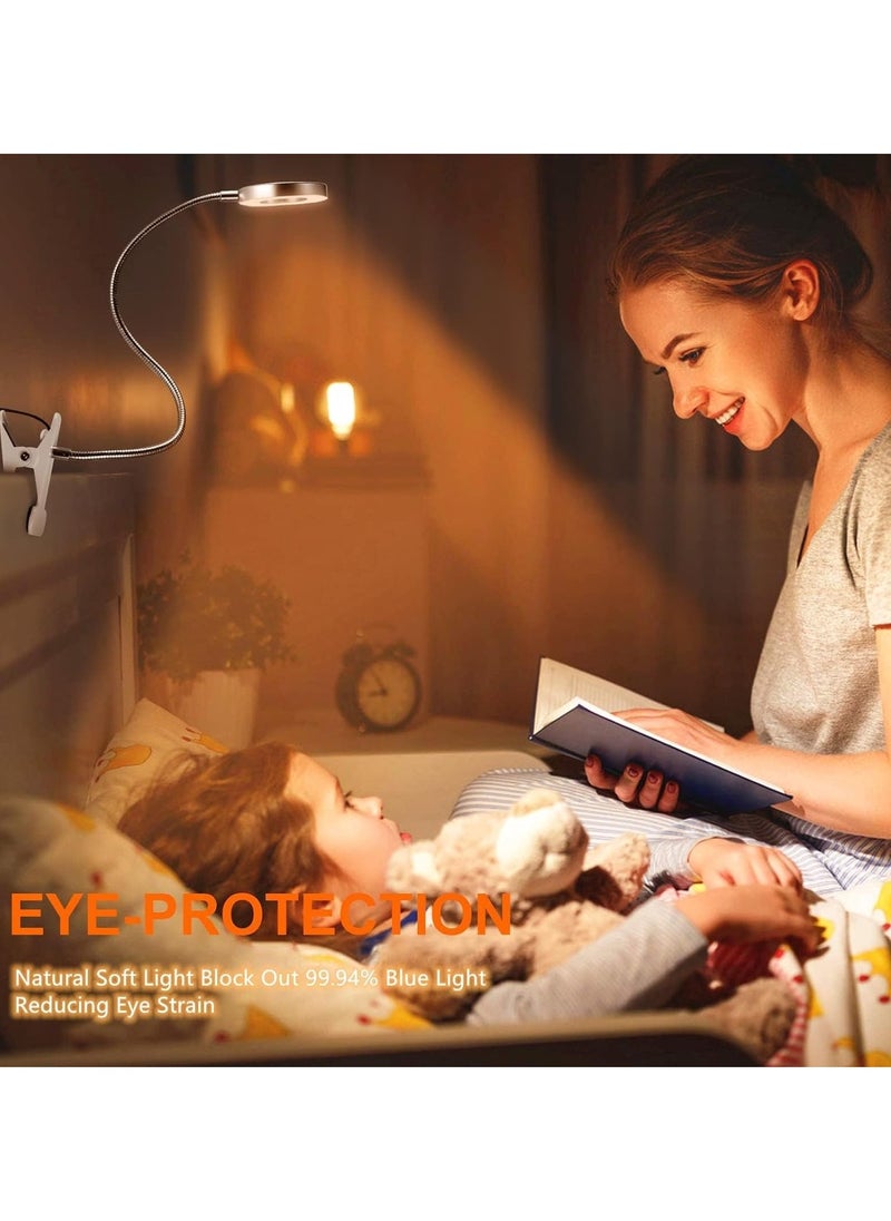 KASTWAVE - Desklamp, Clip on Reading Lights, USB Desk Lamp with 3 Color Modes and 10 Brightness, Eye Protection Clamp Light, 360° Flexible Gooseneck Clamp Lamp for Desk Headboard and Reading/Bed Light - Image 1