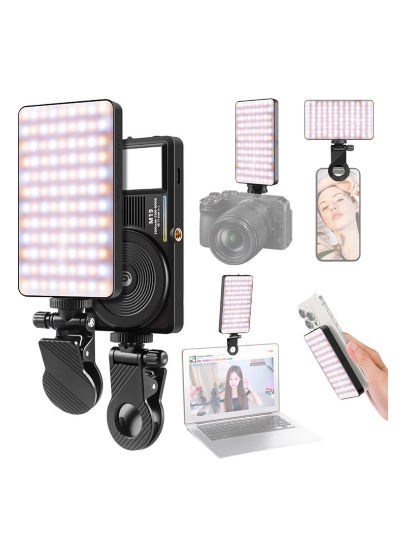 ELTRAZONE M19 Magnetic Double-Sided LED Video Light – Dimmable 2500K-9000K Fill Light with Clip & Cold Shoe Adapter for Phone, Tablet, DSLR – 2000mAh Portable Selfie Light (M19)  - Image 1