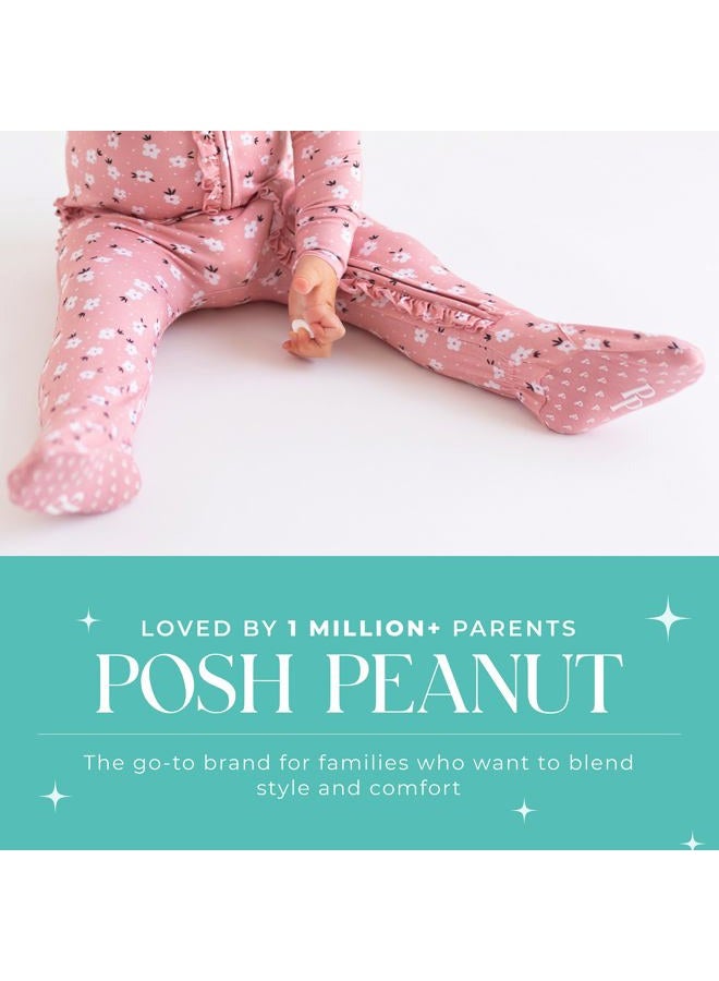 Posh Peanut Baby Rompers Pajamas - Newborn Sleepers Girl Clothes - Kids One Piece PJ - Soft Viscose from Bamboo, Emmilene Footie Zippered, 0-3 Months - Image 5