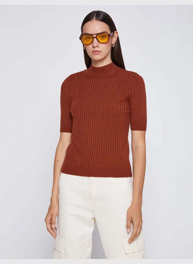 كوتون Tricot Sweater High Neck Short Sleeve