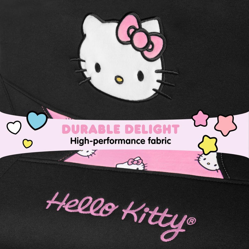 Carbella Hello Kitty Car Seat Covers - Cute and Durable Pink Front Seat Covers, Adorable Hello Kitty Design, Comfortable and Long-Lasting Polyester, Car Accessories Gift 2pc Black/Pink - Image 5