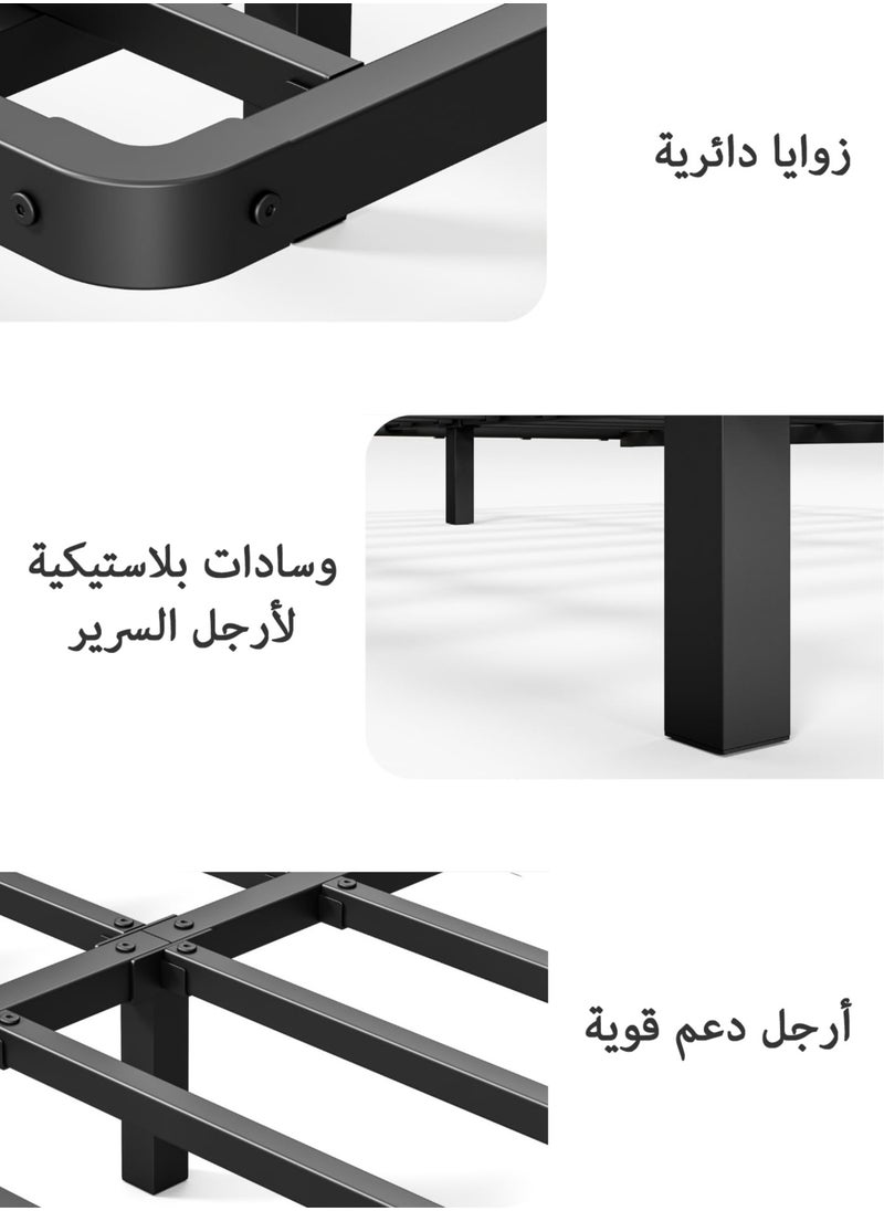 Floating Platform Bed Frame with LED Lights – Modern Metal Frame for Queen / King / Super King (160x200 / 180x200 / 200x200 cm) – Sturdy Noiseless Base, No Box Spring Needed, Easy Assembly, Minimalist Design