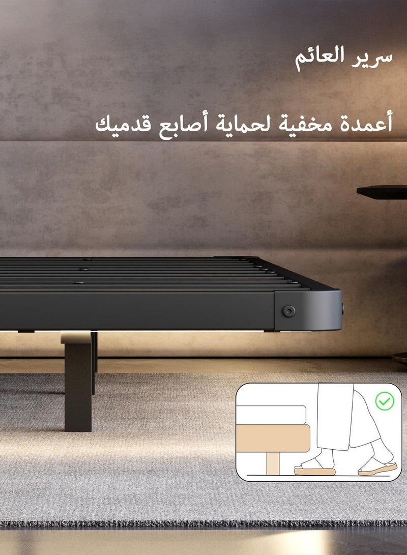 يانارا إطار سرير عائم بإضاءة LED - تصميم عصري بإطار معدني لمقاسات مفرد / مزدوج صغير / كوين / كينج / سوبر كينج (90×190 / 120×200 / 160×200 / 180×200 / 200×200 سم) - قاعدة صلبة بدون ضوضاء، لا حاجة لصندوق زنبرك، سهل التركيب، تصميم بسيط وأنيق - Image 5