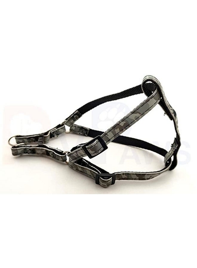 Soft Adjustable Strip Pattern Printed Nylon Padded 10Mm Vest Harness And Long Handle Leash Ideal For Outdoor Walking/Training Dogs And Puppies (Black) - Image 3