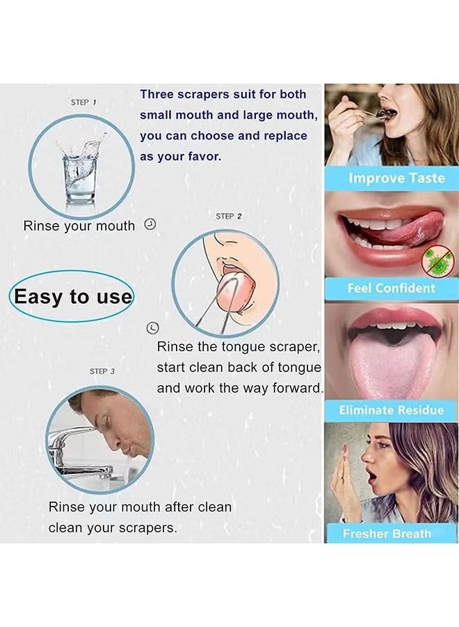 Generic Tongue Scraper Tongue Cleaner Stainless Steel Tongue Scrapers with Travel Case for Oral Cleaning, Professional Tongue Cleaners for Fresher Breath (3 Shapes Tongue Scrapers)  - Image 3