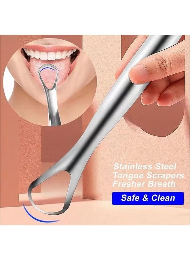 Generic Tongue Scraper Tongue Cleaner Stainless Steel Tongue Scrapers with Travel Case for Oral Cleaning, Professional Tongue Cleaners for Fresher Breath (3 Shapes Tongue Scrapers)  - Image 4