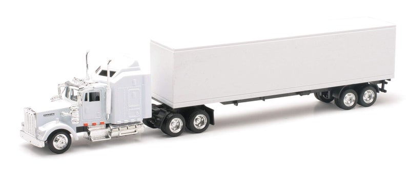 NewRay New-Ray 1:43 scale Kenworth W900 All White truck cab and trailer diecast toy