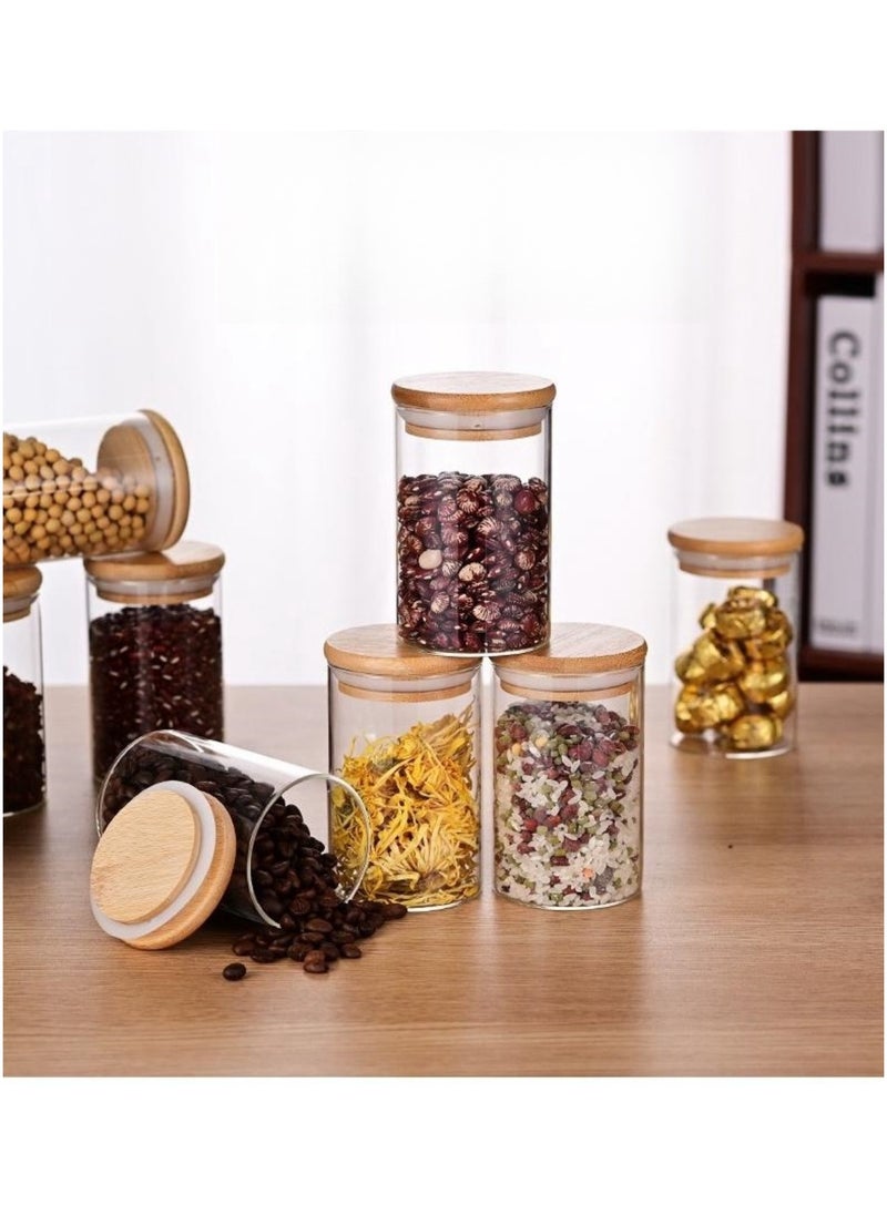 Generic - 12Pack 10.15oz(300ML)Glass Jars  Bamboo Airtight Lids and Labels, Food Cereal Storage Large Spice Containers for Home Kitchen Tea Coffee  Spice Sugar - Image 1