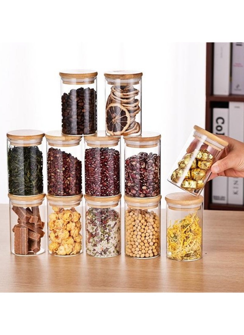 Generic - 12Pack 10.15oz(300ML)Glass Jars  Bamboo Airtight Lids and Labels, Food Cereal Storage Large Spice Containers for Home Kitchen Tea Coffee  Spice Sugar - Image 1