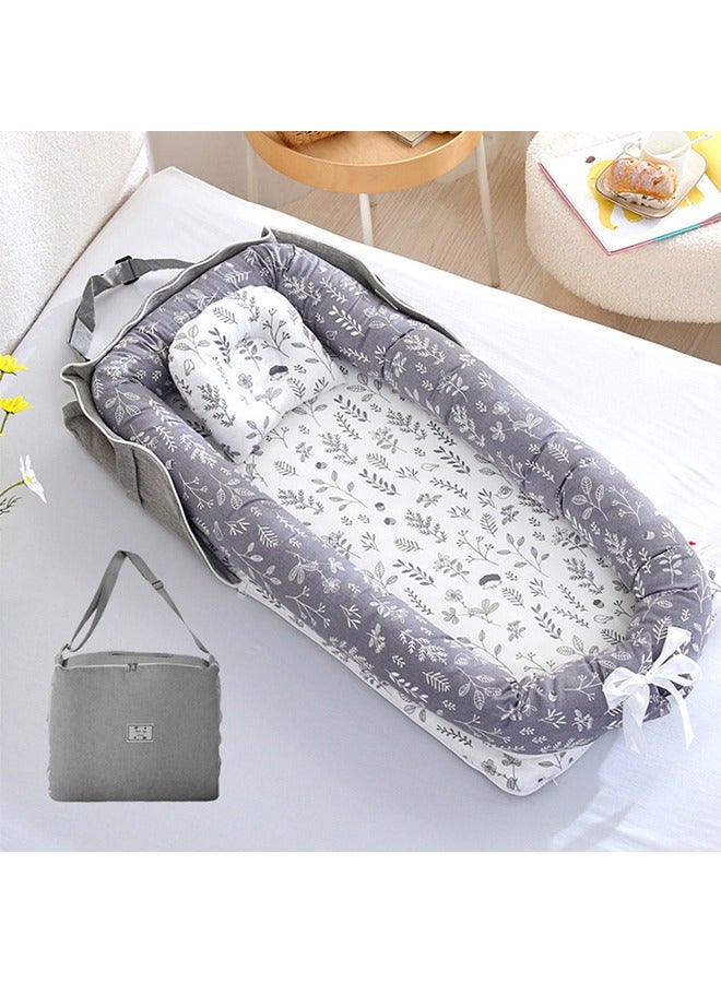Portable Foldable Cotton Baby Bed with Pillow Foldable Crib Bed Baby Lounger Travel Infant Newborn Baby Nest Portable Baby Bedding - Image 1