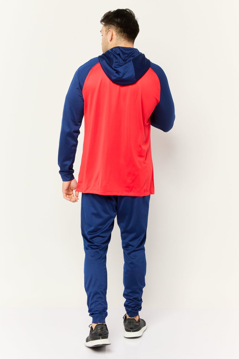 Nike بدلة رياضية للرجال مكونة من قطعتين بأكمام طويلة لكرة القدم، أحمر/كحلي - Image 4