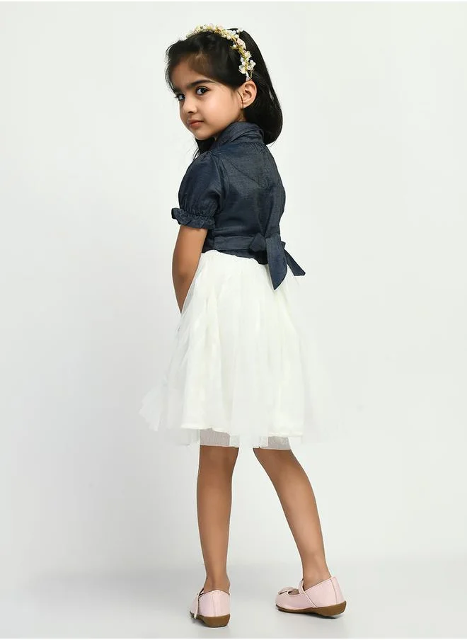 بيلا مودا Embellished Collared Mesh Frill Hem Dress by Styli