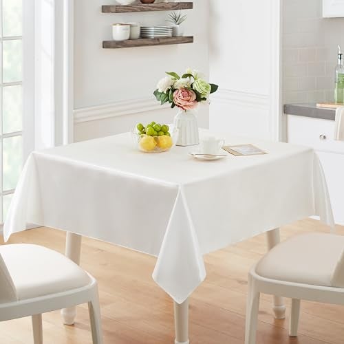 Counfeisly 1 Pack Satin Table Cover Rectangle Silkly Soft Table Cloth, Satin Dining Table Cloths for Wedding Banquet Table Decoration, Dining Room, Indoor and Outdoor Use, 60 x 84 Inches, Off White - Image 5