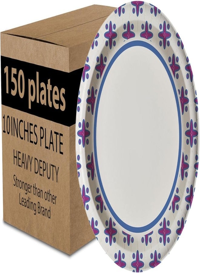 SafeWare Paper Plates 10 Inch Bulk - 150 Count, Superior Heavy Duty Paper Plates 10 Inch for All Occasions, Microwavable & Stronger Than Other Brands - Ideal for Parties & Outdoors - Image 1