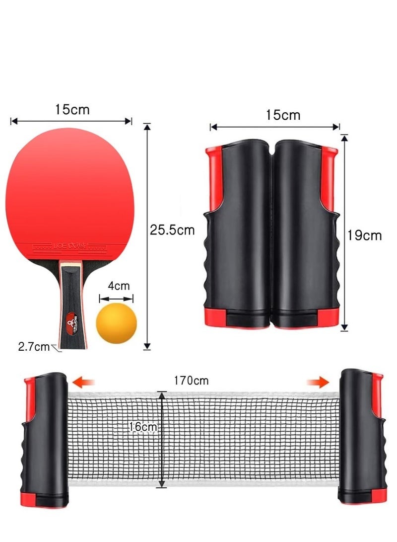 Bukela Table Tennis Paddle Set, with Retractable Ping Pong Net, 4 Professional Table Tennis Rackets, 2 Balls, Storage Case, Ideal Indoor and Outdoor Table Tennis Rackets Set Family Fun, Gift - Image 5