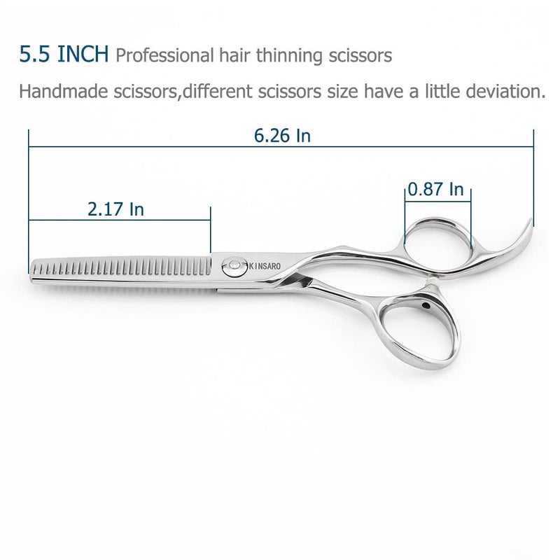 KINSARO 5.5" Barber Hair Thinning Scissors 440C Professional Thinning Shears Barber Shears 28 Teeth Convex Edge KINSARO for Hairdresser Barbershop or Home Use - Image 2